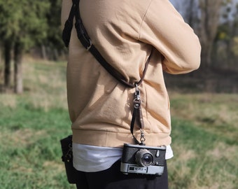 Zwei Kameragurte, doppelter Schultergurt, Multi-Kamera-Gürtel, Kameragurt Ledergurt, personalisiertes Geschenk für Fotografen