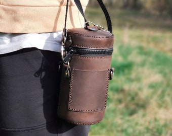 Estuche para lentes de cámara, funda para lentes de fotógrafo, funda de cuero para lentes, tubo para lentes de fotógrafo, bolsa para lentes, soporte de cuero para lentes