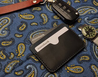 Porte-cartes en cuir minimaliste, Portefeuille en cuir compact personnalisé, Portefeuille en cuir pour permis de conduire, Cadeau parfait pour lui