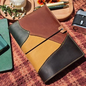 Okładka ze skóry w stylu vintage do dziennika A5, Prosta okładka do notesu B5, Skórzana okładka do notesu, Patchworkowa okładka Moleskine, Okładka Hobonichi Techo