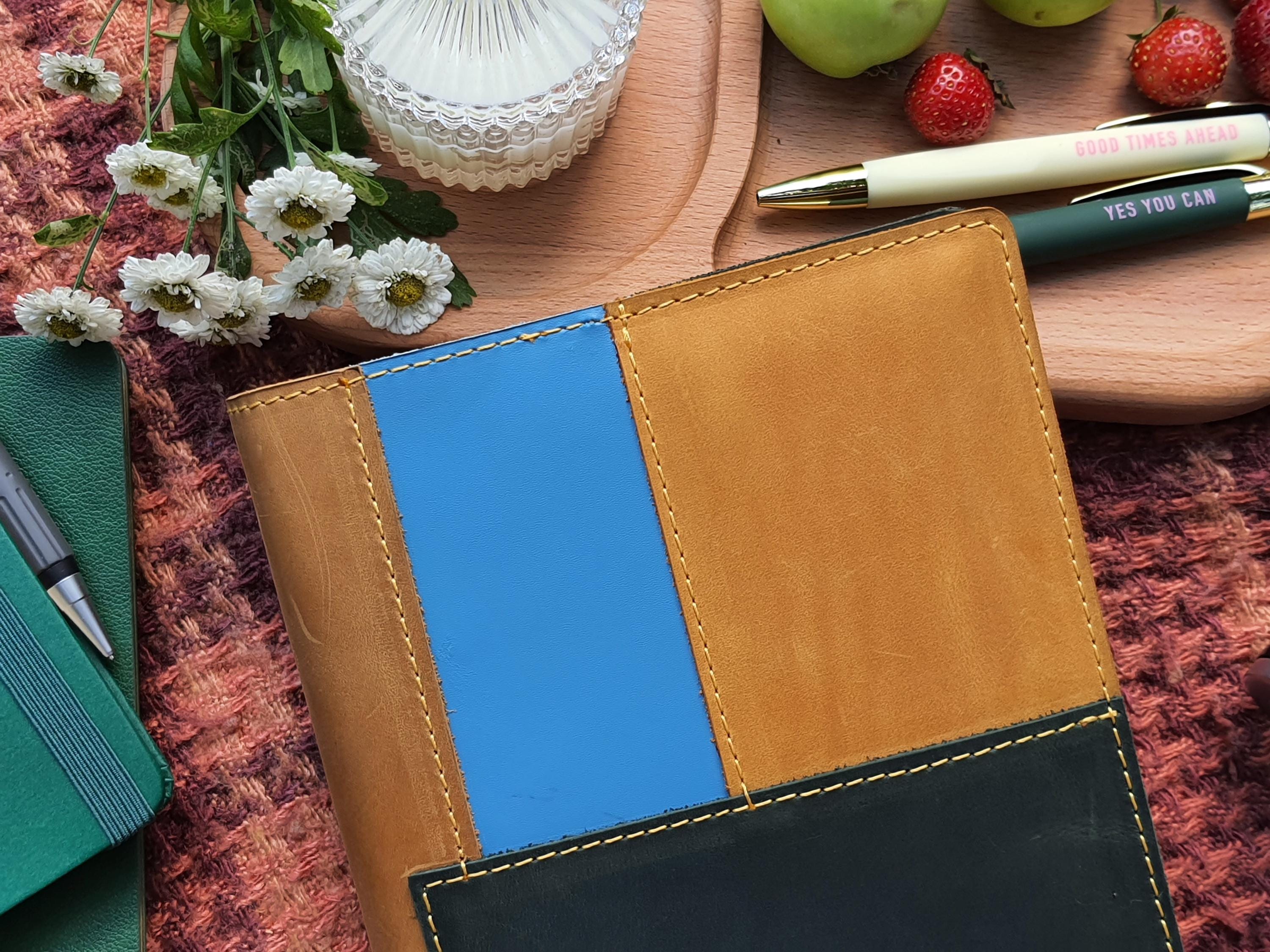 Personalized Leather Book Cover, A5 Notebook Protector Cover, Customize ...