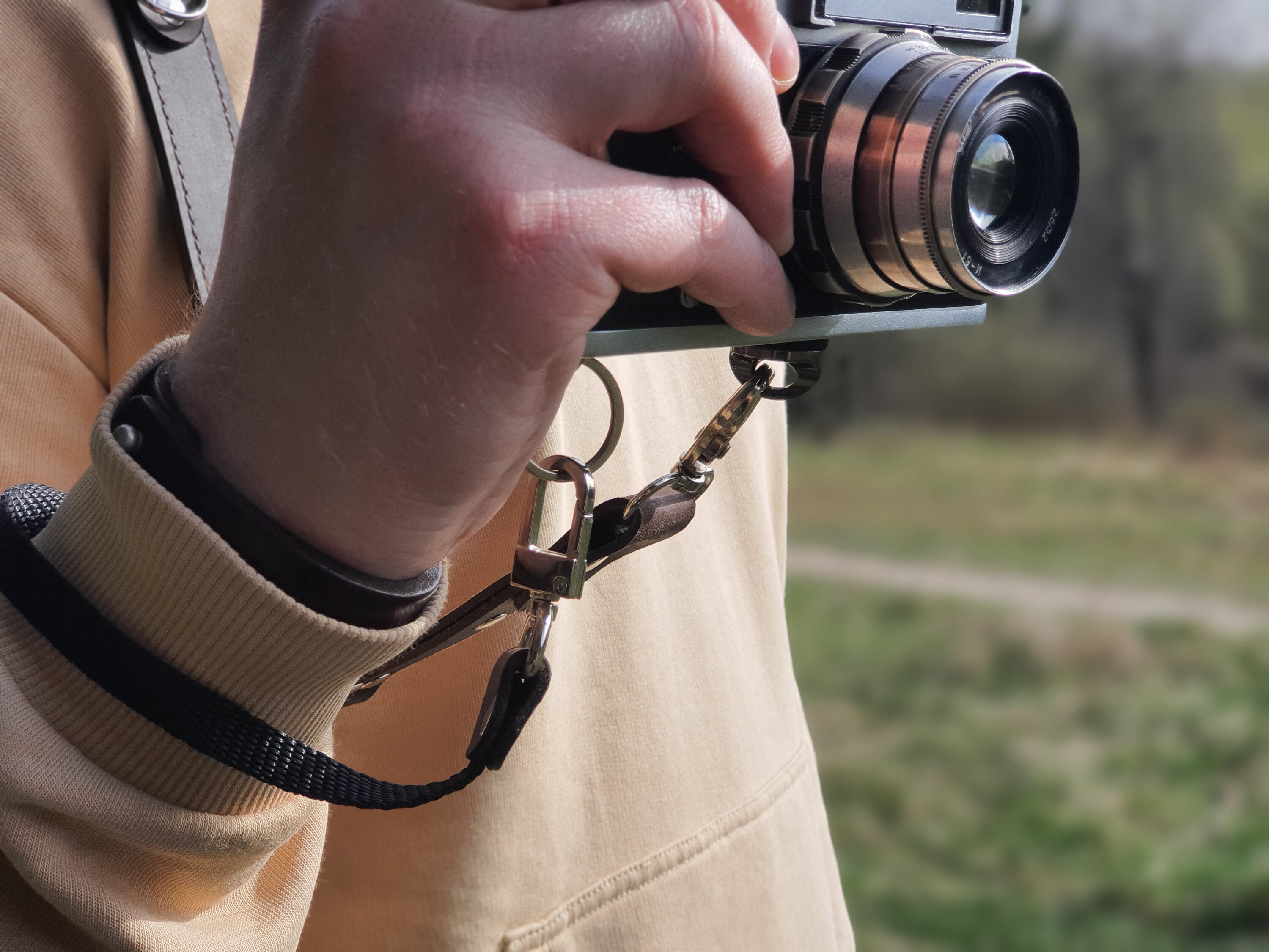 Tracolla Due Fotocamere Pelle Doppia Cinghia Per Fotocamera