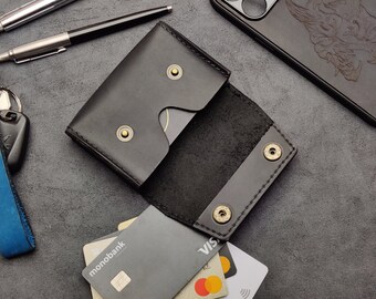 Minimalist Credit Card Holder, Slim Leather Card Case, Vertical Card Wallet, Small Pocket Wallet