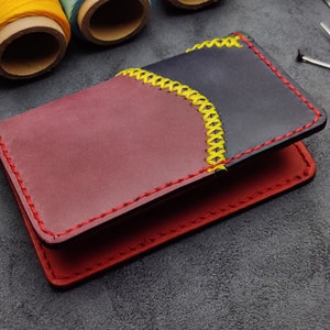 Porta carte patchwork in pelle di lusso, regalo dei testimoni dello sposo per lui, custodia sottile monogramma personalizzata per carte, porta carte multicolore