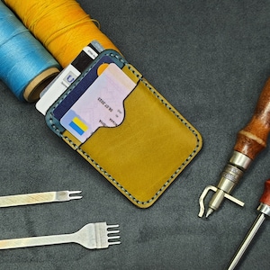 Kartenhalter aus Leder, Initialen Slim ID Wallet, Führerschein Halter, Minimalist Pocket Wallet