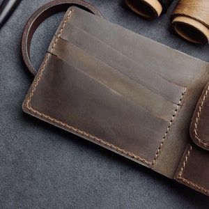 Portefeuille en cuir, porte-cartes en cuir, porte-monnaie, personnalisé pour cadeau d'anniversaire, portefeuille personnalisé à deux volets, cadeau de Noël pour lui