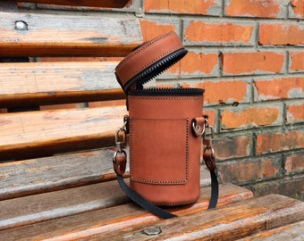 Estuche para lentes de cámara, funda para lentes de fotógrafo, funda de cuero para lentes, tubo para lentes de fotógrafo, bolsa para lentes, soporte de cuero para lentes