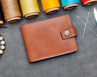Portafoglio fatto a mano, portafoglio Bifold, regalo di anniversario per lui, portafoglio da uomo, portafoglio minimalista in pelle, portafoglio in pelle