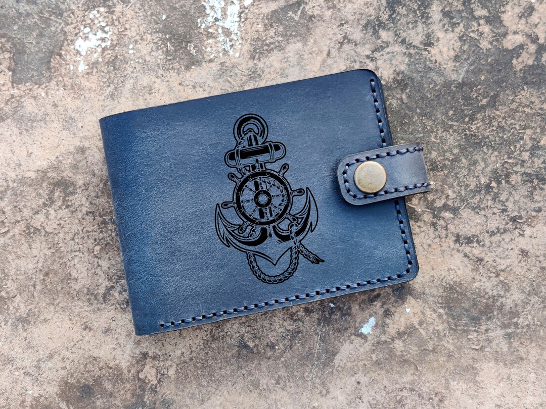 Anchor wallet nautical wallet custom wallet genuine leather
