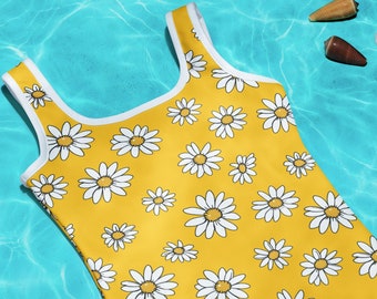 Bañador para niña Sunny Yellow con lindas margaritas