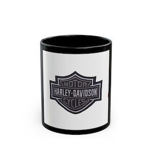 Taza negra (11oz, 15oz) con el logotipo de Harley Davidson diseñada para los fanáticos de Harley Davidson