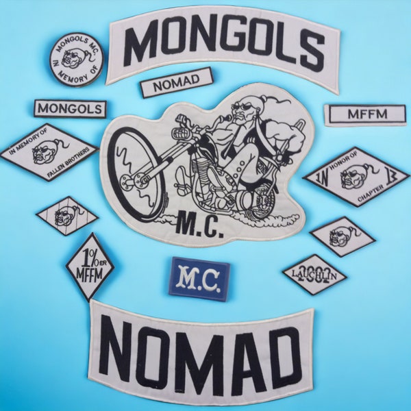 Pack écusson Mongols_Nomad_MC en haute qualité pour vestes blossons grande taille, écusson dos