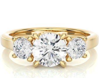 Lab Grown Diamond Ring 1,50 carati totali taglio brillante rotondo tre pietre anello anello di fidanzamento regalo per lei anello di diamanti per la fidanzata
