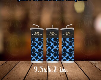 Blue Purse Tumbler Template: DIY Digital Wrap (canva, 9.3x8.2 In)