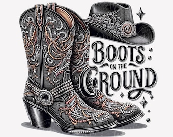 Rhinestone Cowgirl Boots PNG: Western Graphic Design (Digital Download)