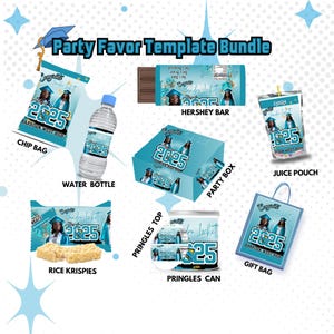 Graduation Party Favors, Grad Party Favor Templates, Turquoise 2025 Editable Graduation Party Favors, Grad Gift, Unique Grad Party Favors