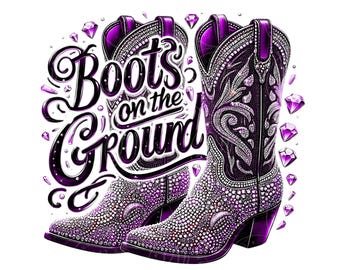 Purple Rhinestone Cowgirl Boots PNG: Western Graphic Design (Digital Download