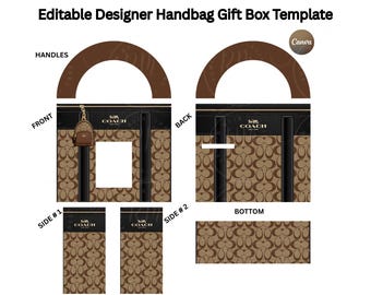 Plantilla de caja de regalo para bolso marrón: Diseño de bolso DIY en Canva (Descarga digital)