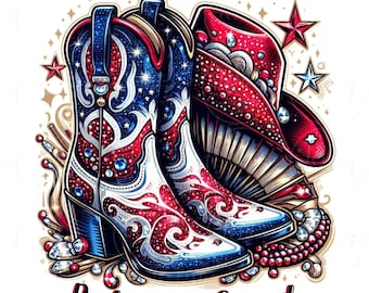 Rhinestone Cowgirl Boots PNG: Western Graphic Design (Digital Download)