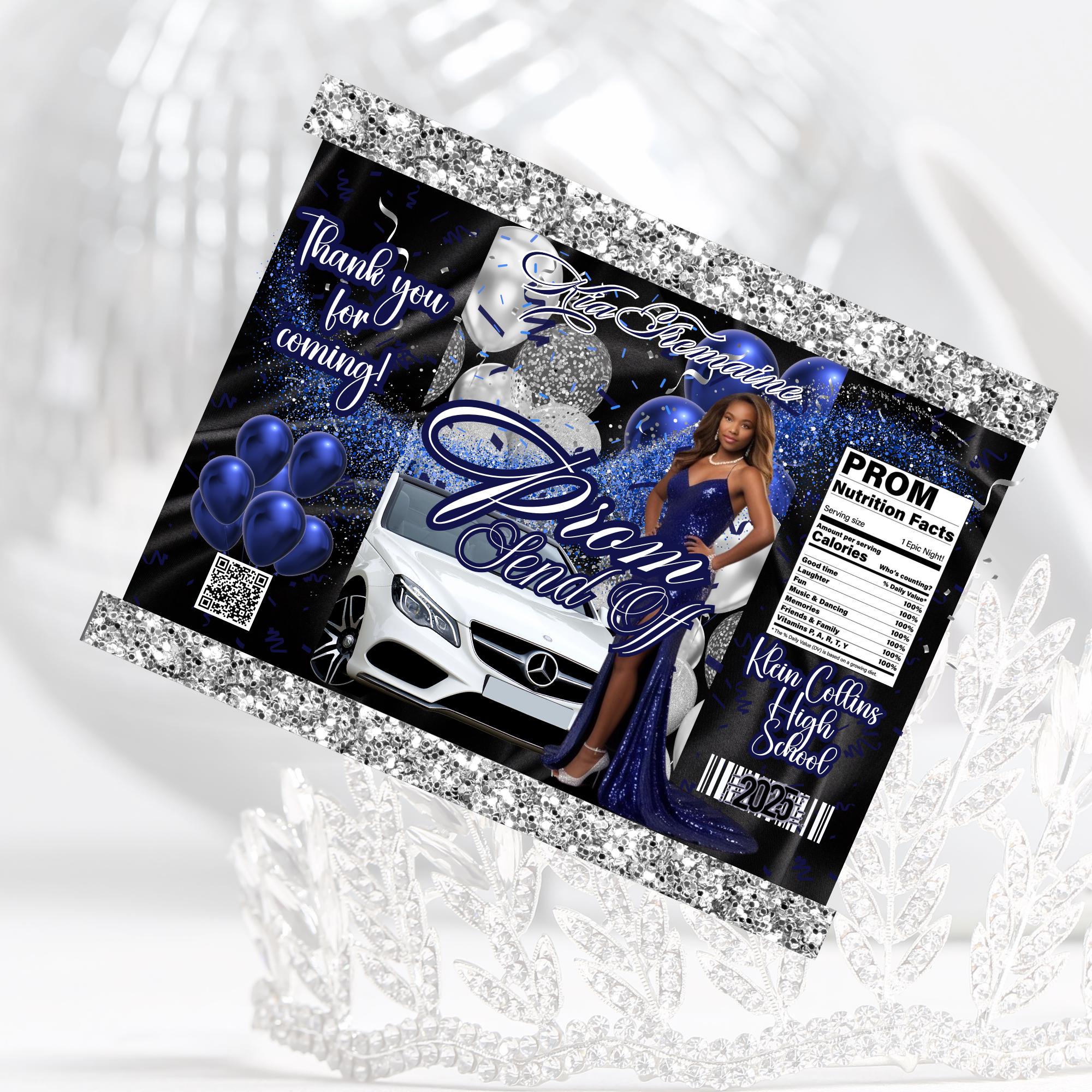 2026 Prom Chip Bag Template: Silver, Black & Blue (digital Download) - Etsy