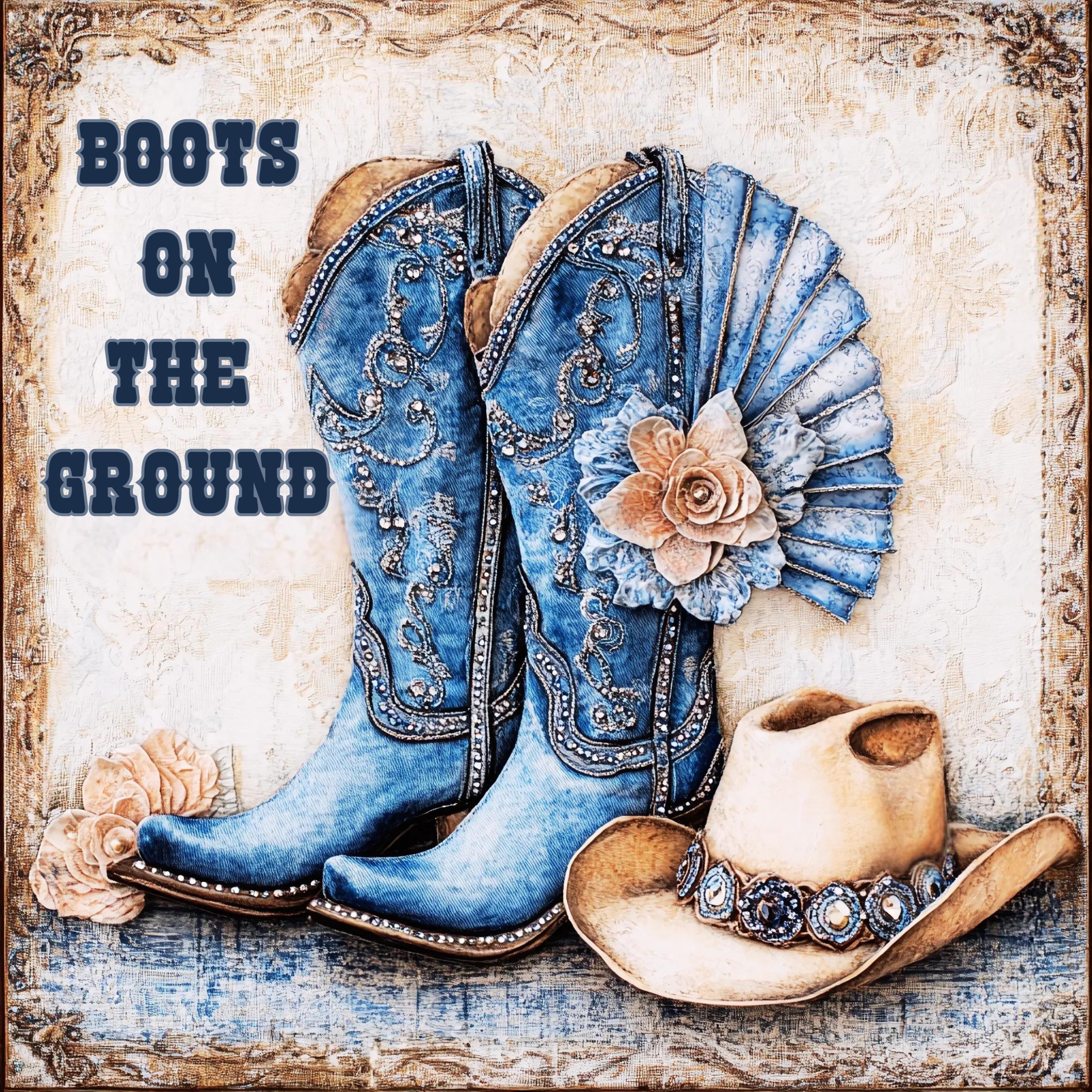 Denim Rhinestone Cowgirl Boots & Hat PNG: Western Graphic 