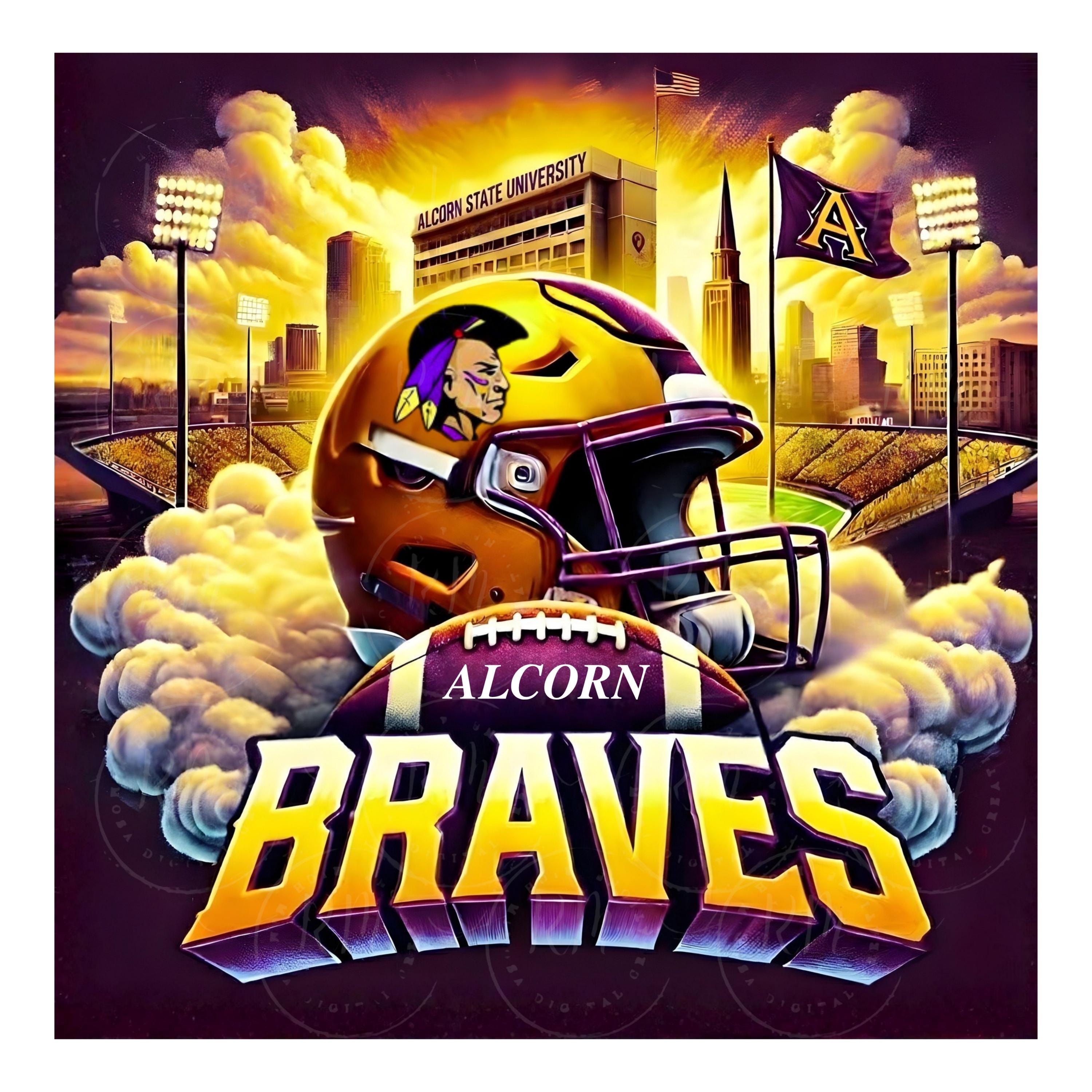 Alcorn State Braves Football Clipart - HBCU Game Day PNG (digital ...
