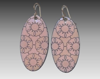 pattern4 pink enamel earrings
