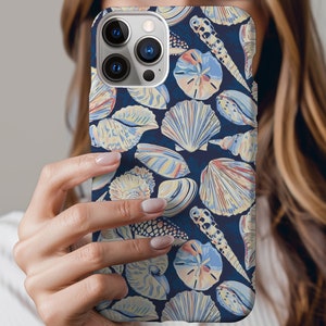 Vintage Seashell Pattern Phone Case Coastal Beach Style Tropical Beach Vibes Cover iPhone 16 15 14 13 12 11 Pro Max 8 7 Plus X cases