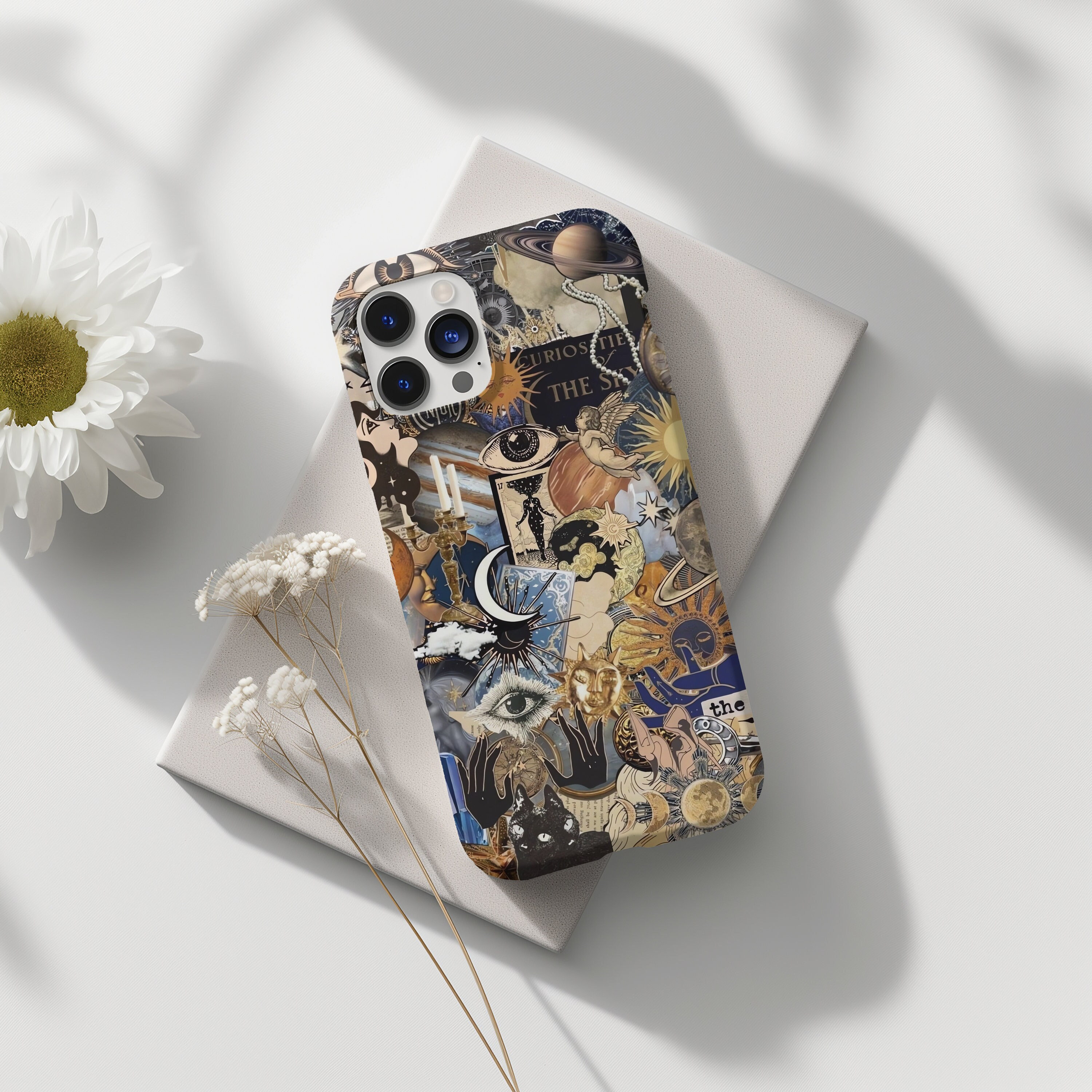 Vintage Celestial Aesthetic Phone Case, Mosaic Tiles, Mosaic Art, Vintage mosaic magic  iPhone 16 15 14 13 12 11 Pro Max 8 7 Plus X cases
