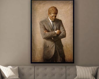 John F.Kennedy Leinwand Gemälde, Kennedy Wandkunst, fertig zum Aufhängen.