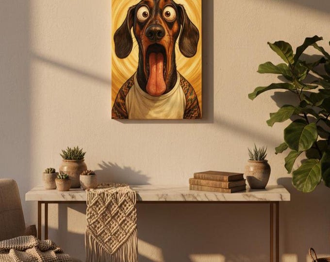 Featured listing image: Dog Canvas Wall Art, Adorable Fan Poster, Minimalist Modern Home Decor.