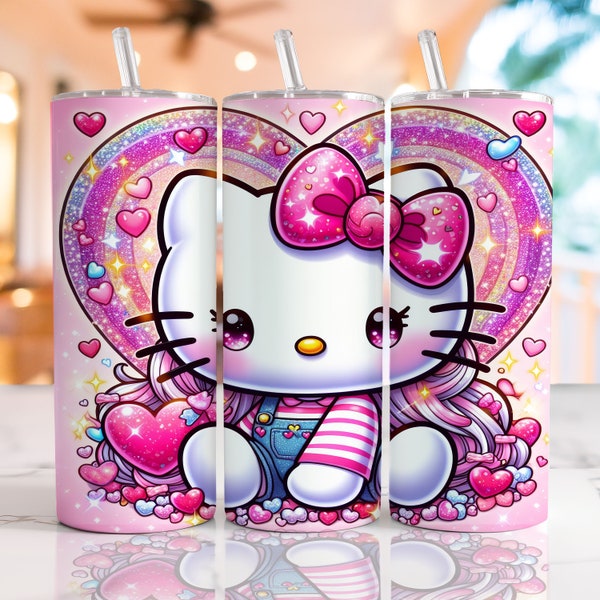 Kitty Sublimationsdesign PNG | 20 Unzen Skinny Tumbler Design, Hallo Tumbler PNG | Kitty Becher | Becher Design Kätzchen | Becher PNG