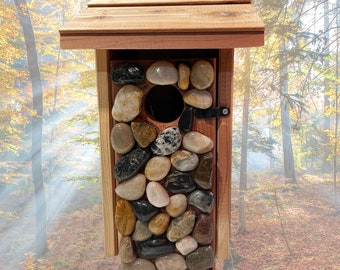 Custom Stone Wood Bird House