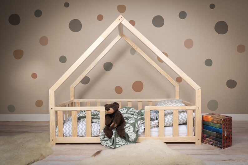 Children's bed, child's bed, Bed house, Tipi, Natural Wood, toddler bed, a bed for a child zdjęcie 1