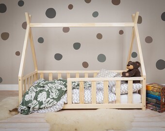 Children's bed, child's bed, Bed house, Tipi, Natural Wood, toddler bed, a bed for a child