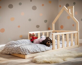 Cama para niños, casa de cama, tipi, madeira natural, cama para niños pequeños, una cama para un niño