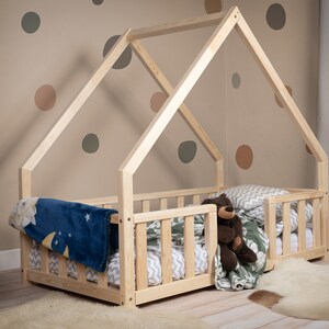 Children's bed, child's bed, Bed house, Tipi, Natural Wood, toddler bed, a bed for a child zdjęcie 2