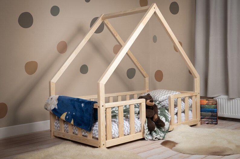 Children's bed, child's bed, Bed house, Tipi, Natural Wood, toddler bed, a bed for a child zdjęcie 2