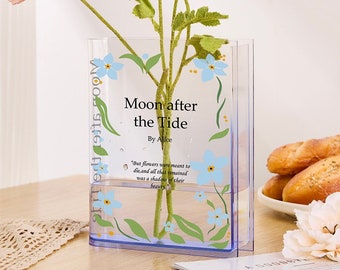 Buchvase, personalisierte Acryl-Buchvase für Blumen, Buchdekoration, Muttertagsgeschenk, Einweihungsgeschenk, Bücherregalvase, Geschenk für Mama, für Sie