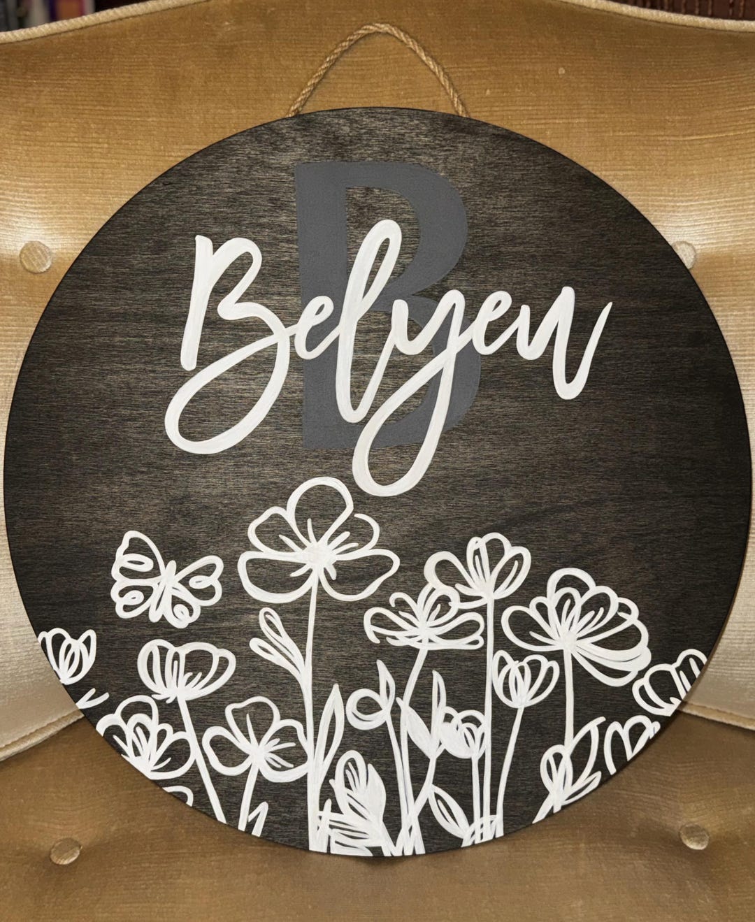 Family Name Front Door Sign | Personalized Floral Door Hanger | Nursery ...