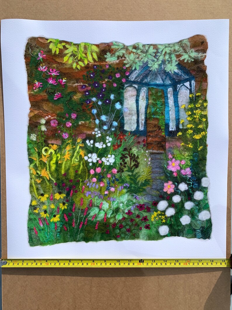 Into the Garden Fine Art Print on watercolour paper, Giclée print of my felted artwork image 4