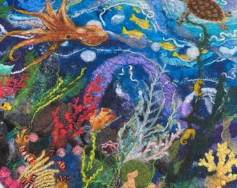 Coral Reef Fine Art Print on watercolour paper,   Giclée print of my felted art