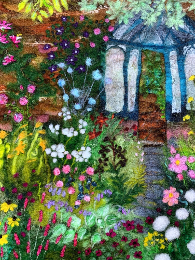 Into the Garden Fine Art Print on watercolour paper, Giclée print of my felted artwork image 1