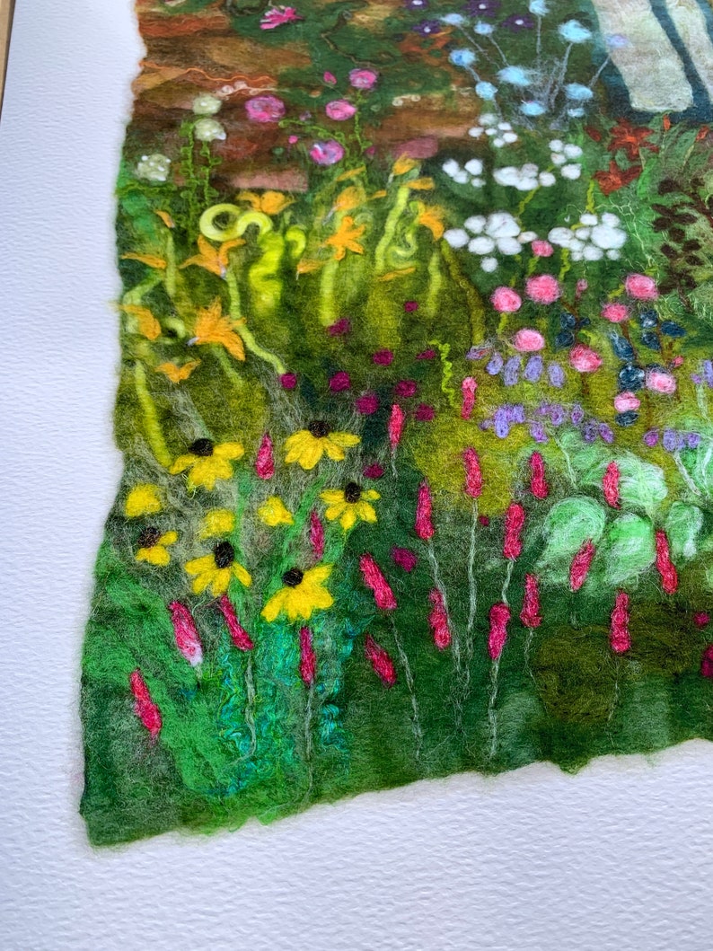 Into the Garden Fine Art Print on watercolour paper, Giclée print of my felted artwork image 2