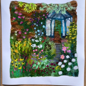 Into the Garden Fine Art Print on watercolour paper, Giclée print of my felted artwork image 3