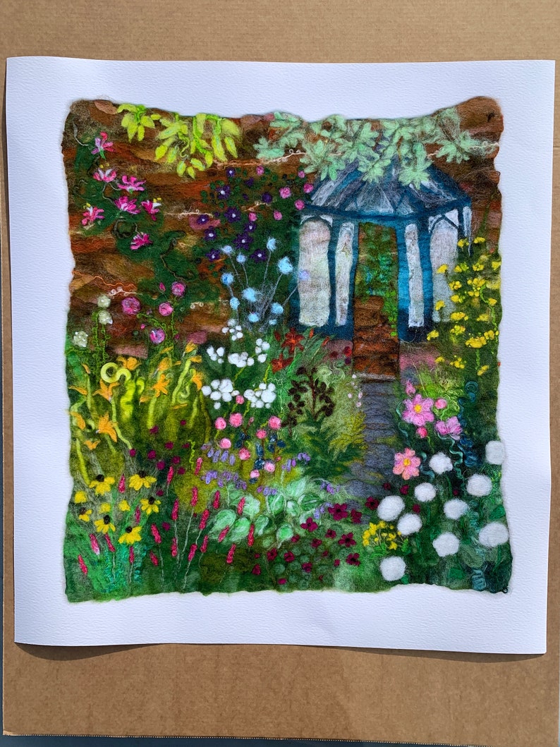 Into the Garden Fine Art Print on watercolour paper, Giclée print of my felted artwork image 3