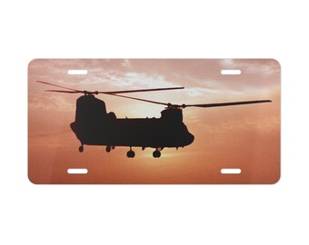 Chinook Helicopter Sunset Vanity Plate | Metal License Plate