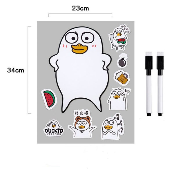 Adorable Duck Fridge Magnets and Magnetic Decorations with a Writable Memo Board for Messages and Reminders Fridge Writing Board