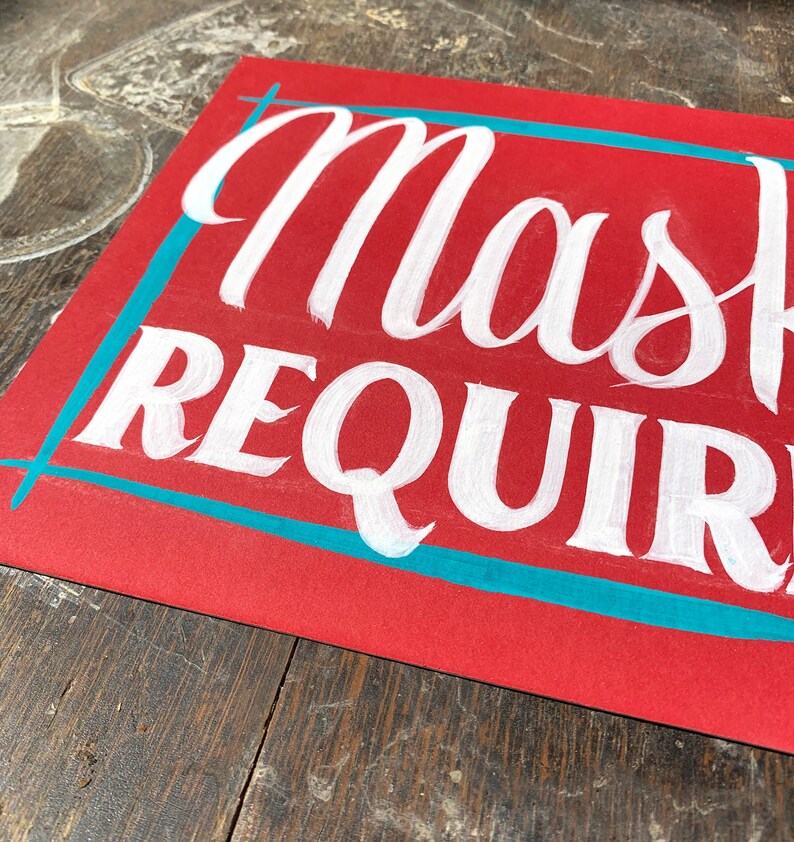 Masks Required Original Acrylic Painting on Matbaord Signpainting Showcard image 2