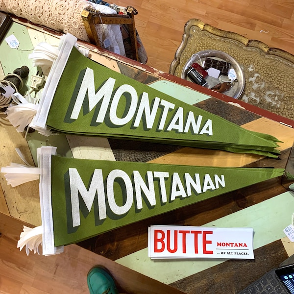 Montana or Montanan - Screenprinted Felt Pennant Vintage Style